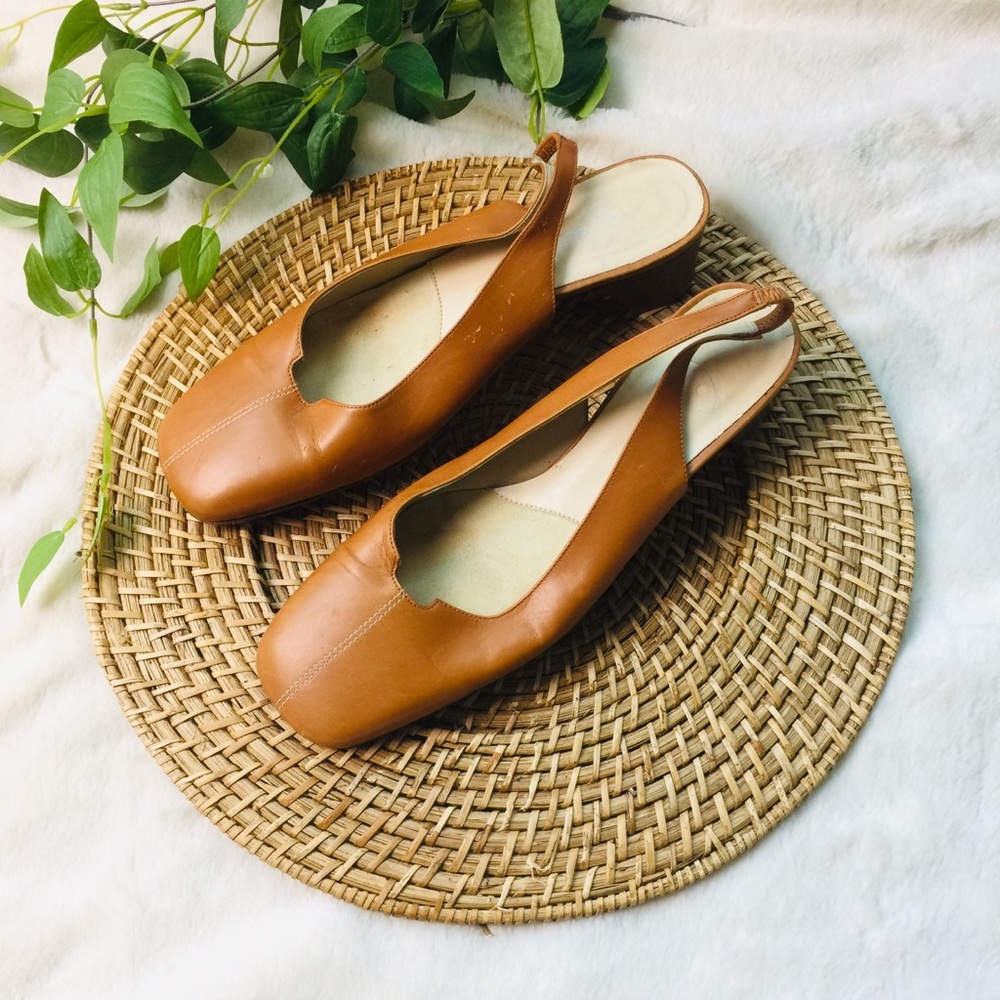 •Leather Sling Back Mules•